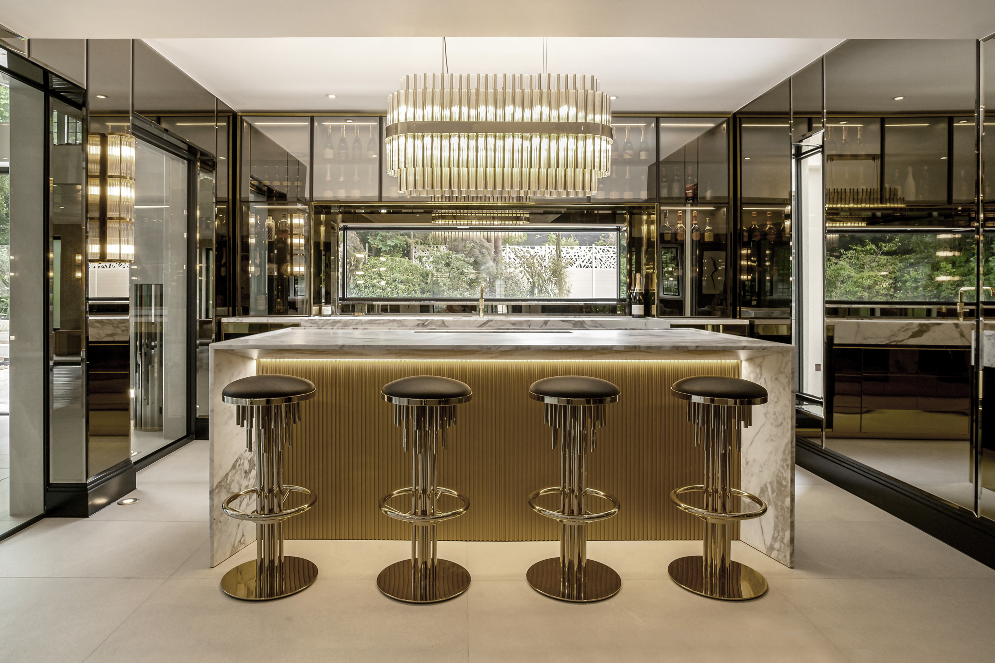 Fontana Moor Park home bar | Fontana used Italian luxury design and style to create this bar adjoining a swimming pool | Design as Art | interior architectural design studio