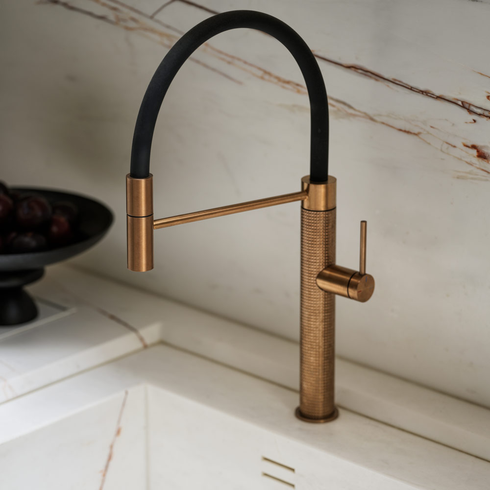 Fontana Arundel Terrace copper sink tap detail in this Luxury kitchen london | Design as Art | interior architectural design studio